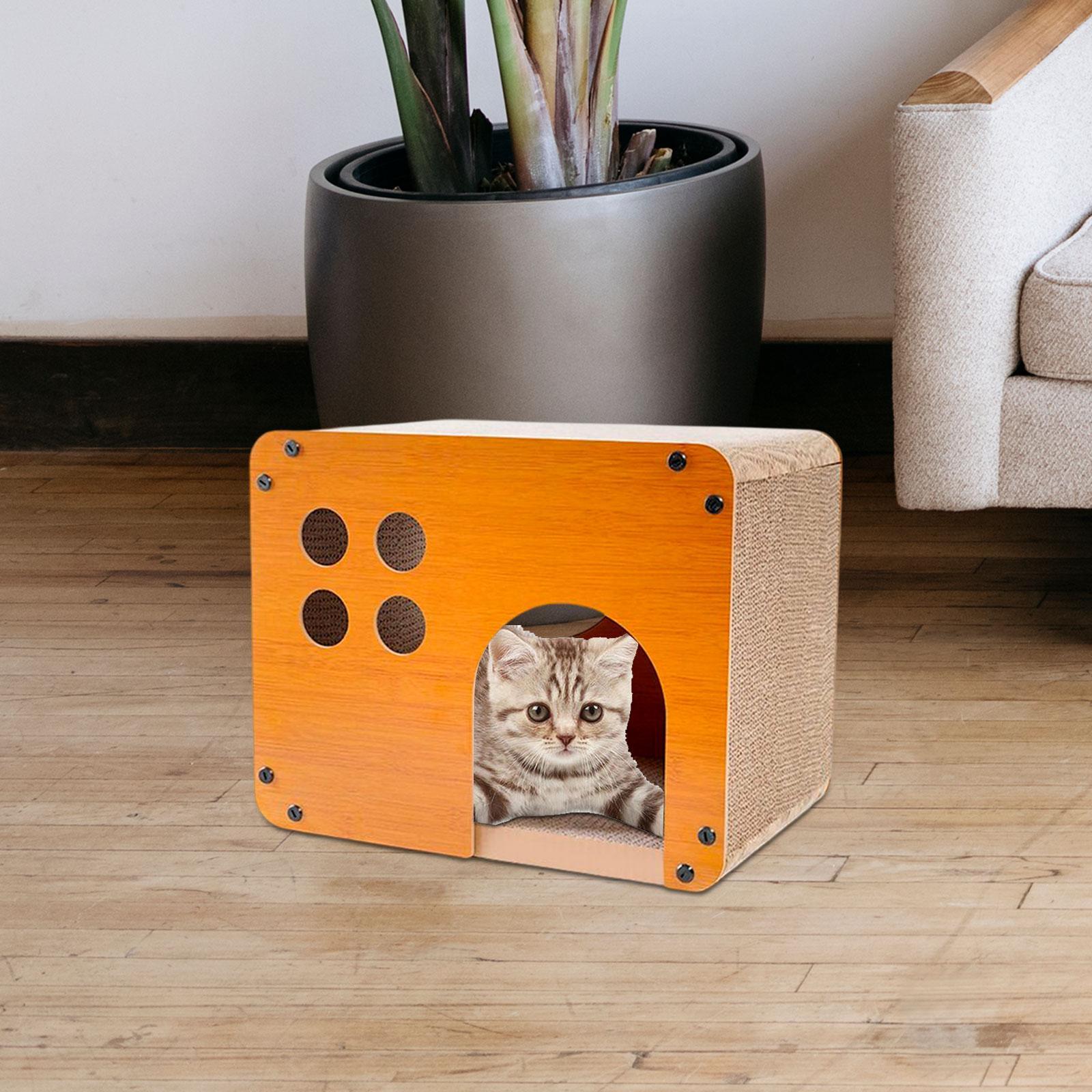 Pets Nest Corrugated Cardboard Breathable Wooden Cat Dog House for Hamster