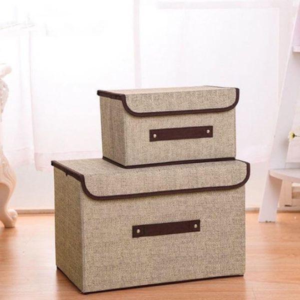 Set 2 Hộp Đựng Đồ, Quần Áo, Đồ Chơi Đa Năng Bằng Vải Oxford Cứng Cáp Có Nắp Đậy