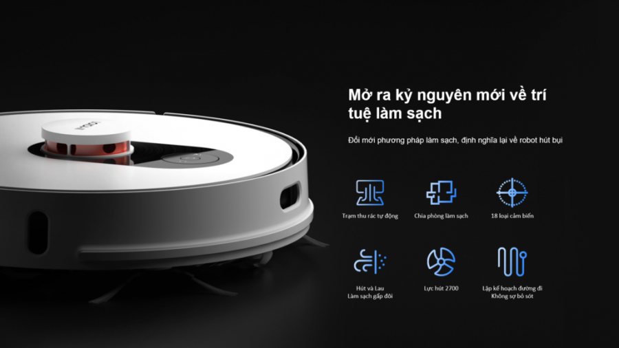 Robot Hút Bụi Lau Nhà XIAOMI Roidmi Lydsto R3 Siêu Mỏng Chỉ 7 Cm, Đổ Rác Tự Động, Khử Trùng Ozon Diệt Khuẩn, Thời Gian Làm Việc 150 Phút, Diện Tích Hoạt Động 250m2 Công Suất 50W Áp Suất 3,000 Pa - Hàng Chính Hãng