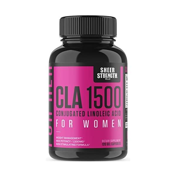 Extra Strength CLA for Women - 1500mg High Potency Weight Loss Supplement - Conjugated Lineolic Acid from Safflower Oil - Stimulant-Free Fat Burner - 120 Softgels - Sheer Strength - Packaging May Vary