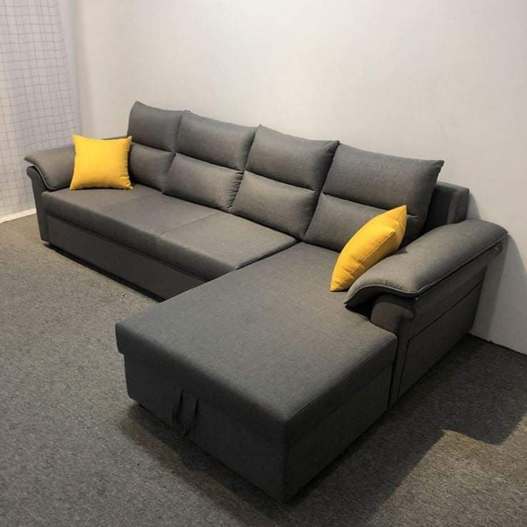 Sofa giường kéo Tundo góc L 250 x 150cm màu xám đậm