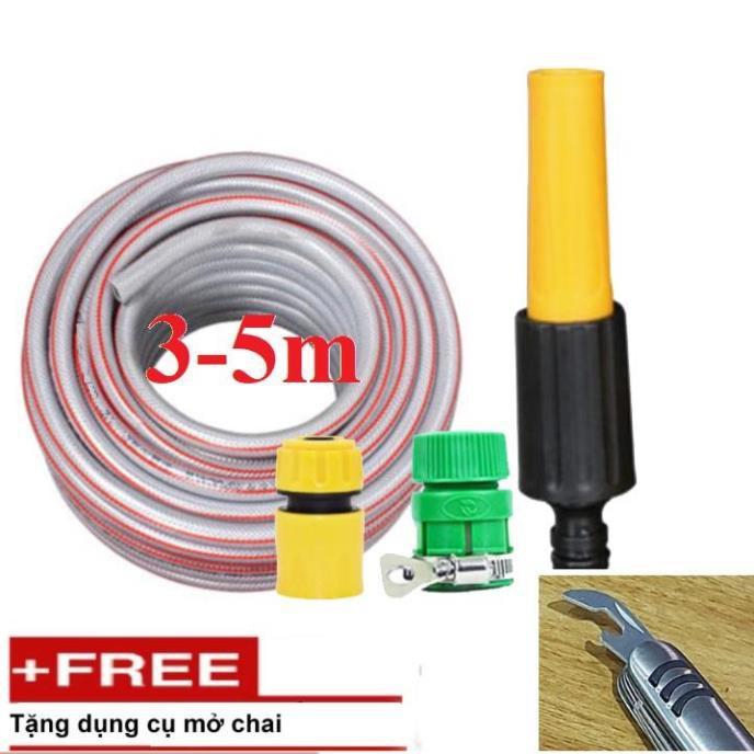 ️ Bộ dây vòi xịt nước rửa xe,tưới cây .tăng áp 3 lần, loại 3m,5m 206622-5 cút sập,nối nhựa vàng+ tặng mở chai