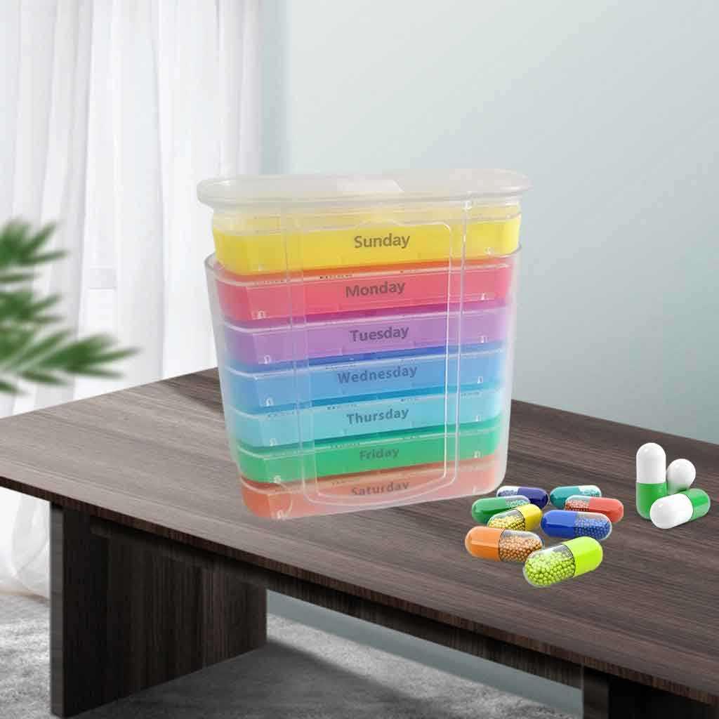 Weekly Pill Organizer Colorful Organizer Case Daily to Hold Pills Vitamins