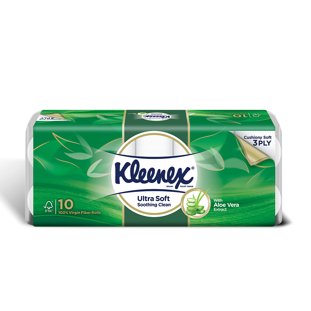 Combo 2 Giấy cuộn Kleenex lô hội 190 tờ x 10 cuộn x 3 lớp