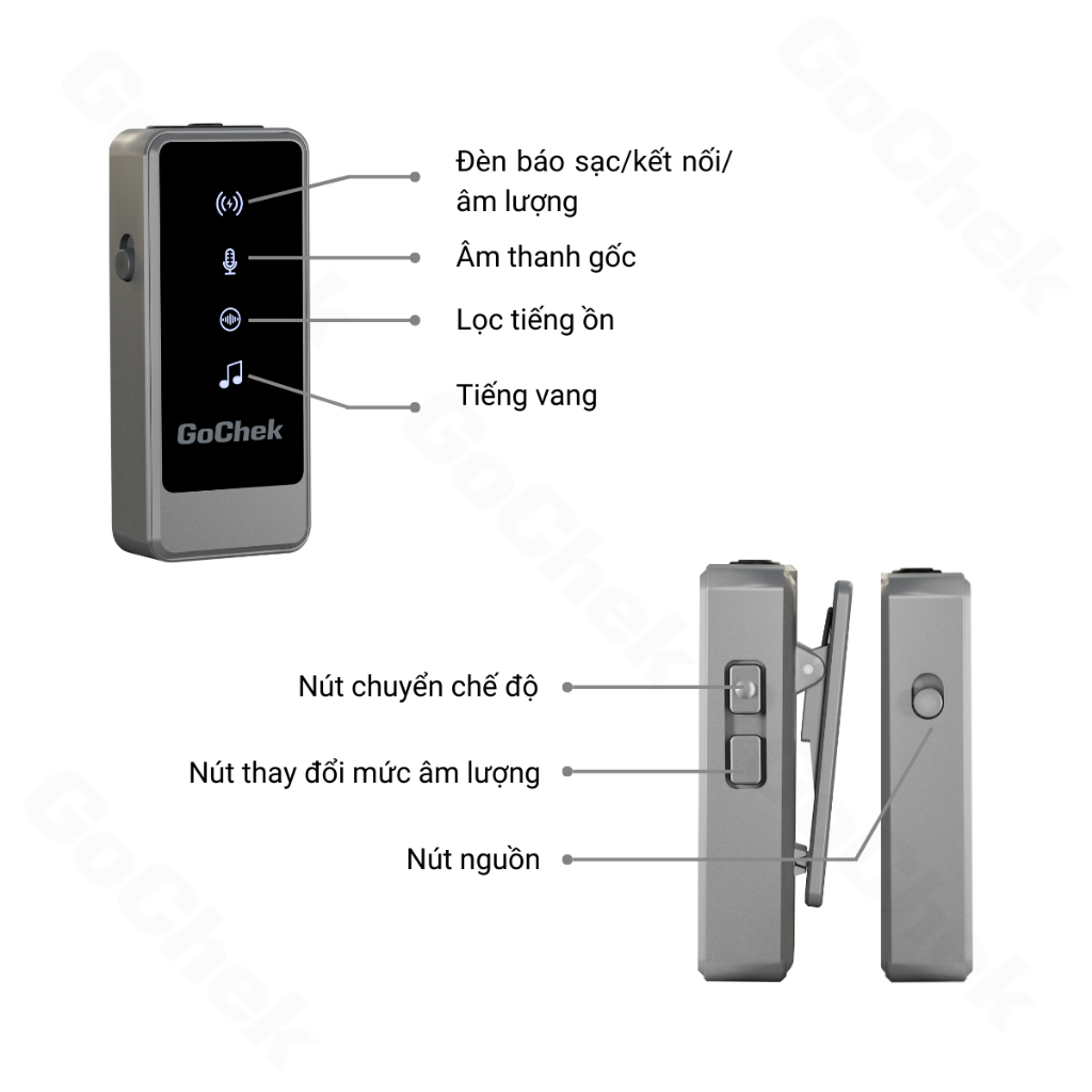 Micro thu âm không dây GoChek Ultra S24, tích hợp 2 chân cắm khi livestream/quay video/ghi âm cho điện thoại/máy tính bảng/PC/Laptop - Hàng chính hãng