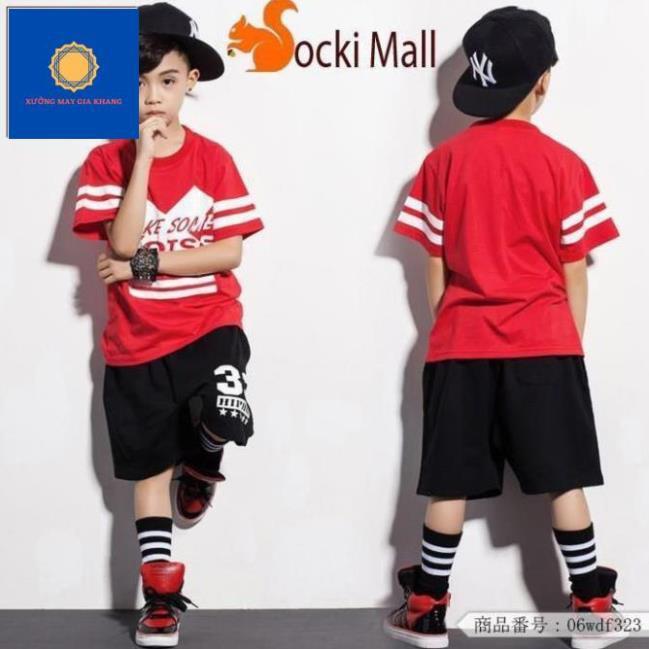 Đồ bộ quần áo thun bé trai ngắn tay, kiểu thể thao HipHop - Xưởng may   Gia Khang