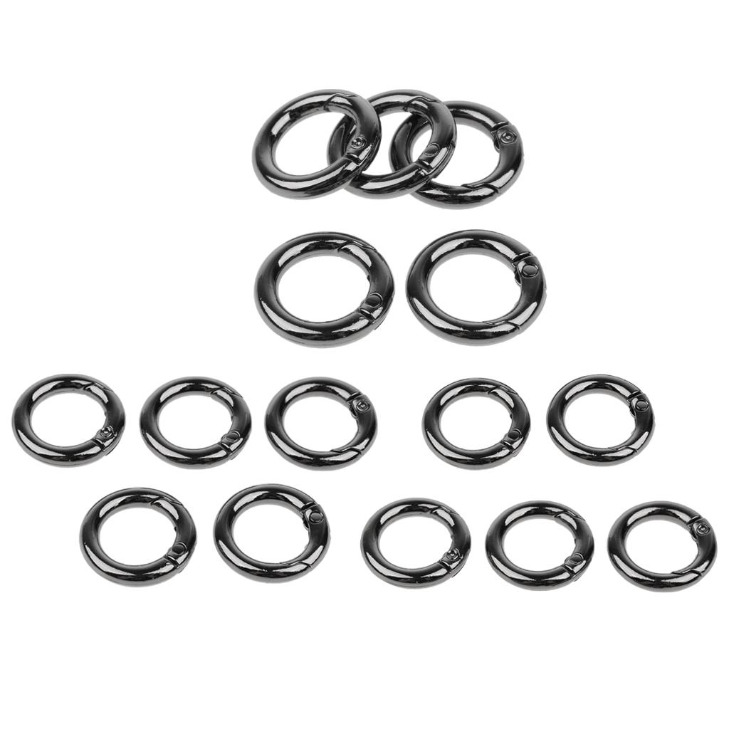 15pcs Zinc Alloy Round Carabiners Spring Buckles Snap Hook Keychain