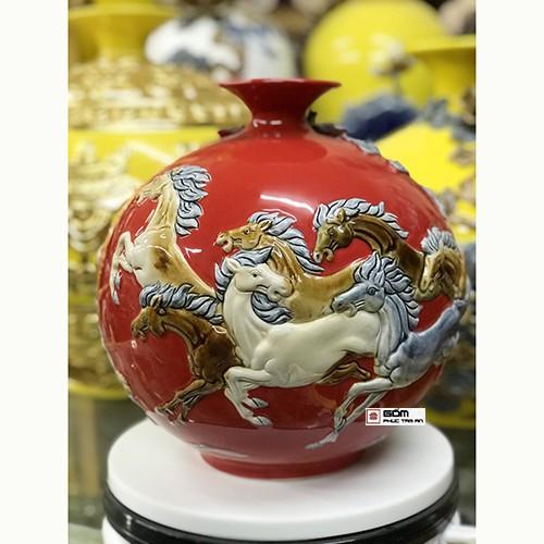 Bình hút tài lộc lọ hoa hút lộc mã đáo thành công 28cm