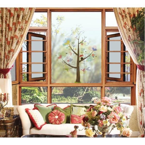 Decal dán kính cao cấp - Cây Lá Tình Yêu Sắc Màu