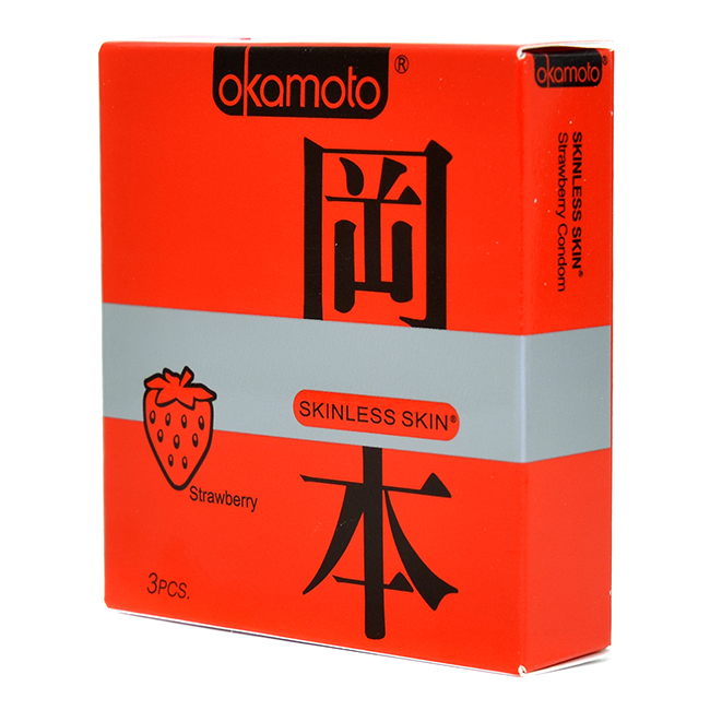 Bao Cao Su Okamoto Skinless Skin Strawberry Hương Dâu 3s