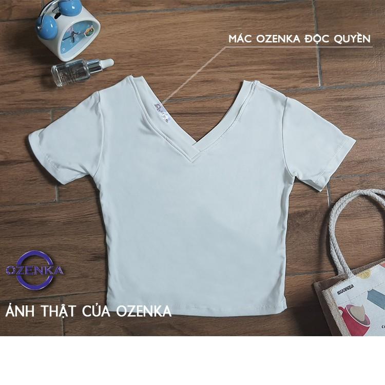 Áo croptop cổ chữ v dáng ôm , áo kiểu crt tay ngắn sexy nữ đen trắng vải thun gân 100% cotton CRTV 258