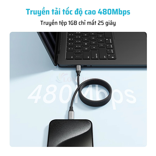 Cáp USB Type-C to Type-C Cuktech Braded Magnetic 240W PD3.1 CMC61 - Hàng chính hãng