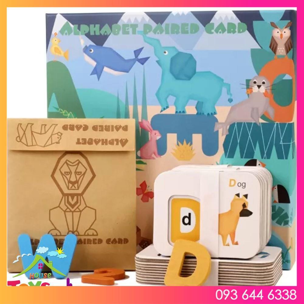 ALPHABET PAIRED CARD Bộ Thẻ Bảng Chữ Cái và Số Tiếng Anh Bằng Gỗ