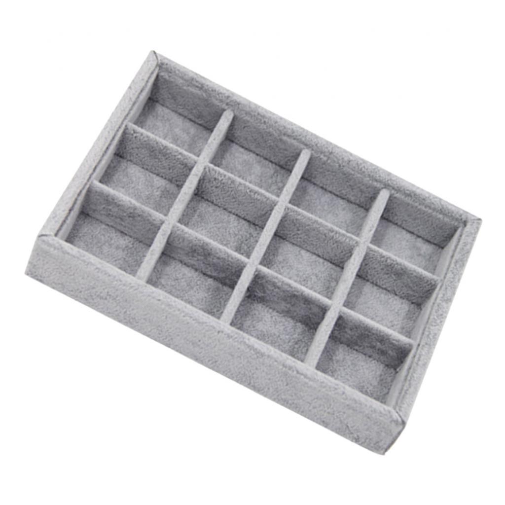 2x Velvet Bangle Display Case Tray Earring Ring Jewelry Box Organizer Grids
