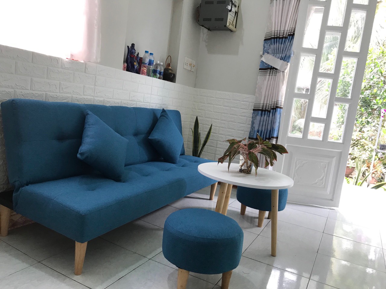 Bộ ghế sofa bed giường xanh dương PHKH1