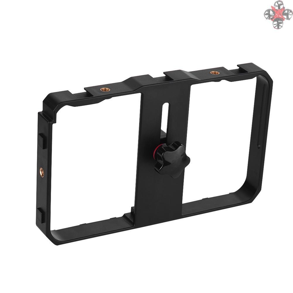 CTOY Portable Smartphone Video Rig Handheld Phone Stabilizer Grip Cage with Phone Holder 3 Cold Shoe Mounts Handle for iPhone Xs/Xs Max/XR/X/8 for Samsung Xiaomi Huawei