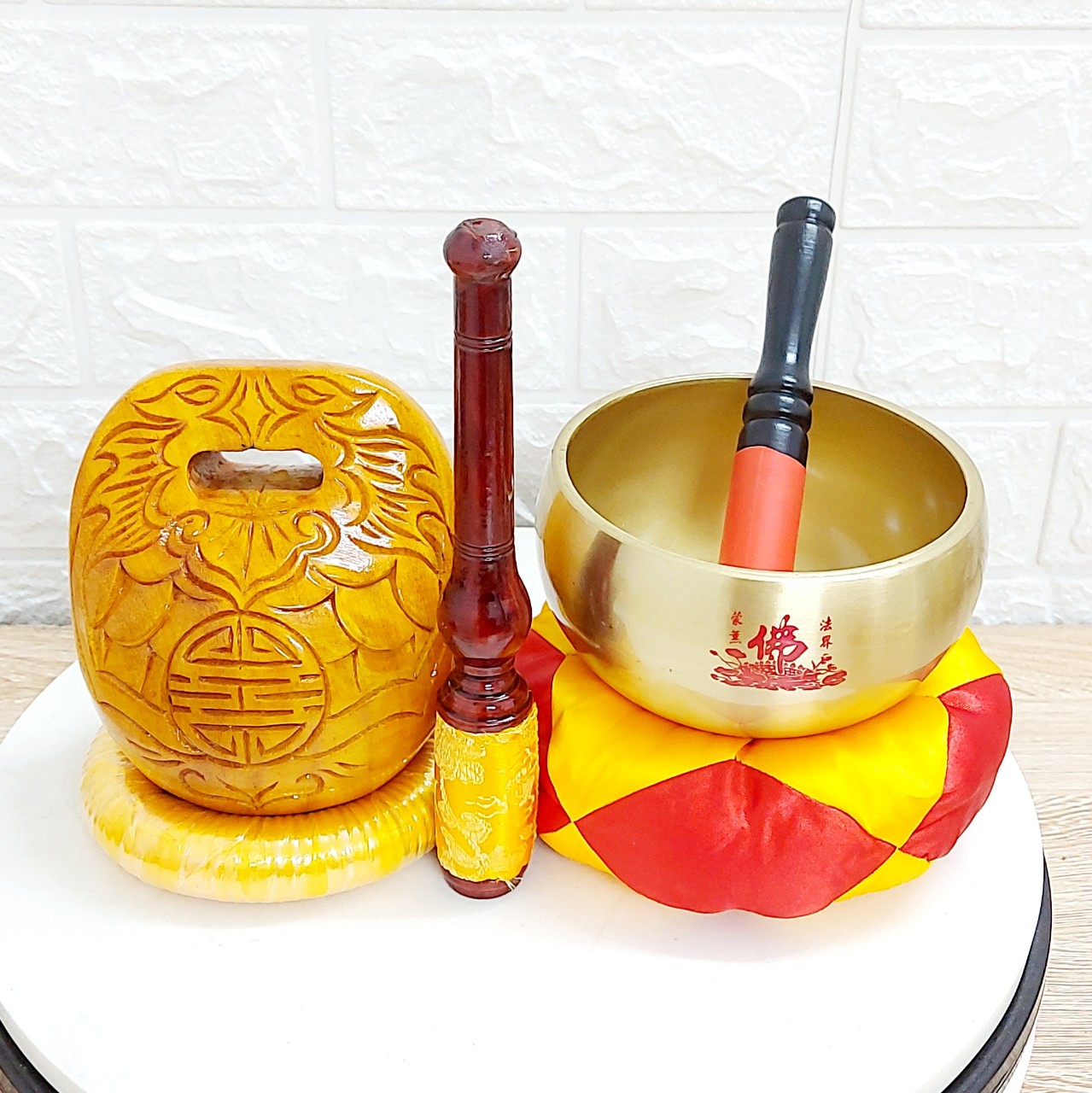 Bộ chuông mõ gia trì, chuông mõ tụng kinh cao cấp 5inch