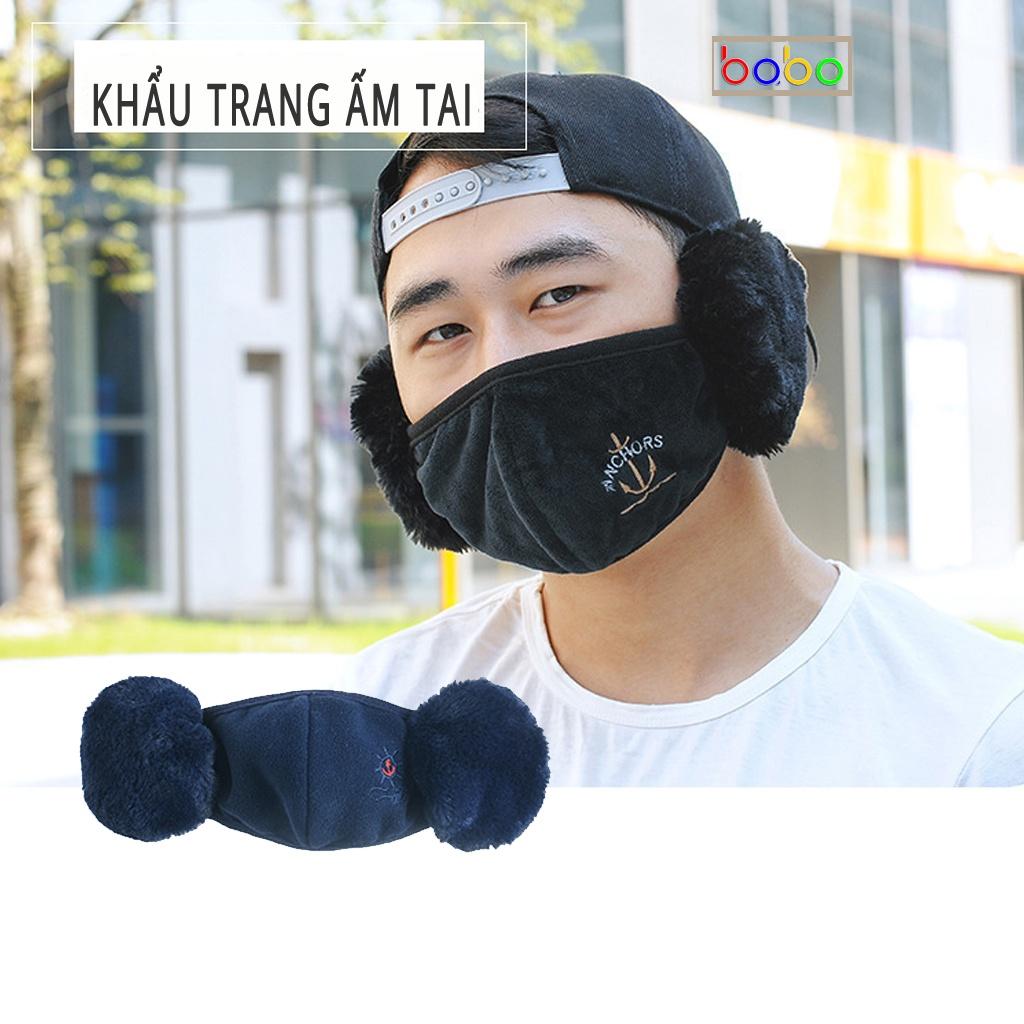 Khẩu Trang mặt nạ ấm bịt tai mùa đông dành cho người lớn có che tai vải chống bụi có thể giặt được babo (TC15)