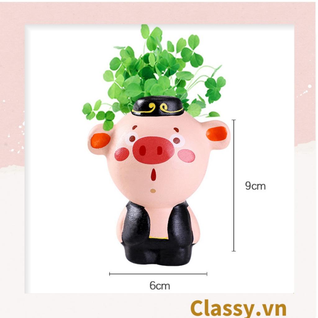Chậu cây mini Classy hình thầy trò đường tăng siêu dễ thương, tặng kèm hạt mầm PK1567