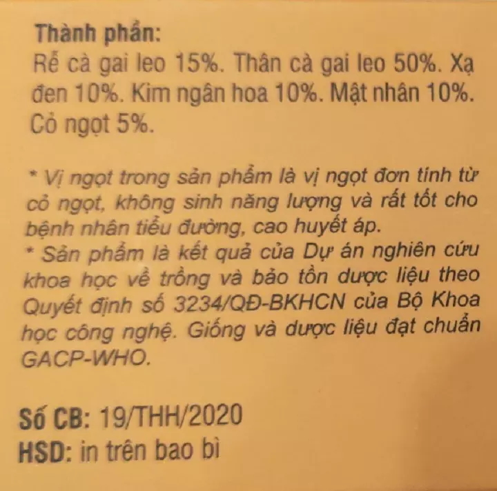 Trà Cà Gai Leo THÁI HƯNG Loại Đặc biệt - Hộp 25 túi lọc x 3g - Thải độc gan, hạ men gan, giảm mỡ trong gan