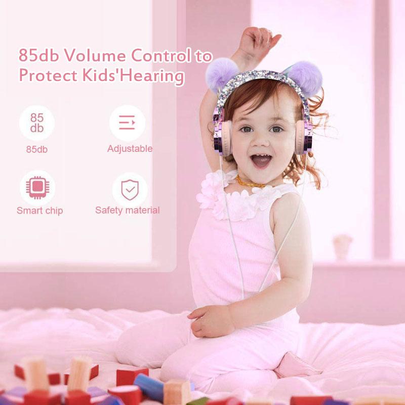 Dễ Thương Kỳ Lân Có Dây Tai Nghe Có Micro Bé Gái Daugther Nhạc Stereo Tai Nghe Máy Tính Di Động Điện Thoại Game Thủ Tai Nghe Trẻ Em Quà Tặng