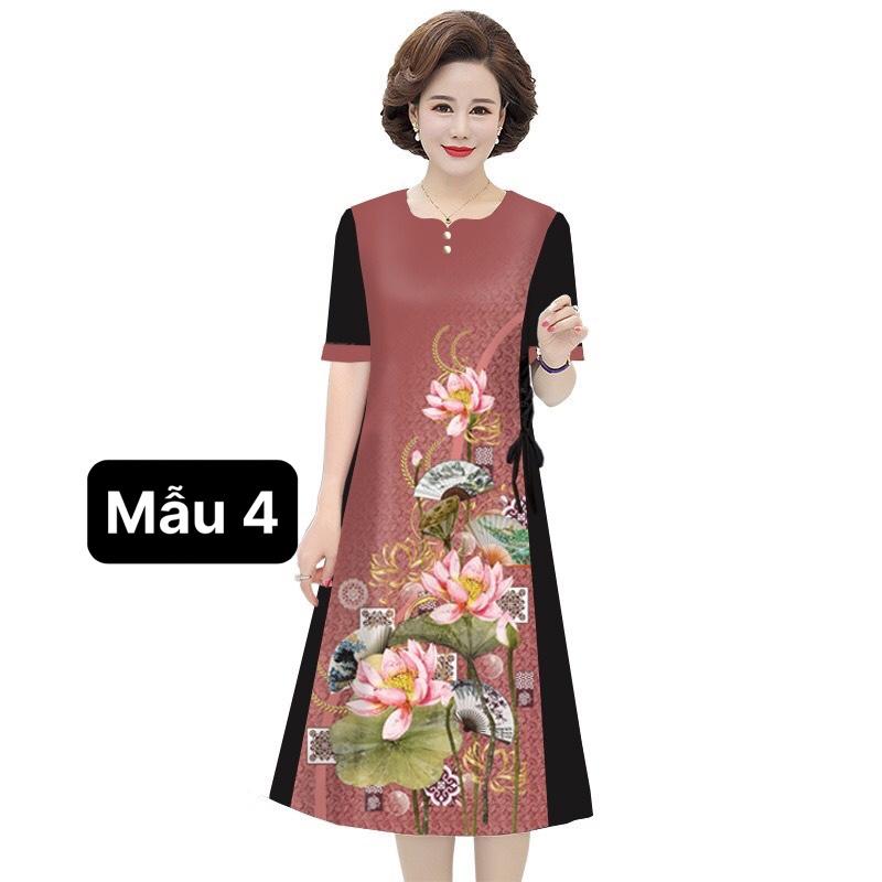 ️Đầm Trung Niên️ Mẫu đầm suông in họa tiết hoa cho mẹ đi tiệc, đầm trung niên U50-60-70 Có size lớn