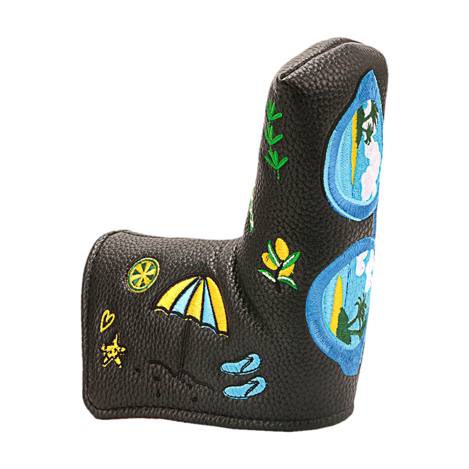 Sport Golf Putter Headcovers Magnetic Closure Embroidery Summer Elements Pattern Golf Club Head Cover Protection Waterproof Fits All Brands Men Women