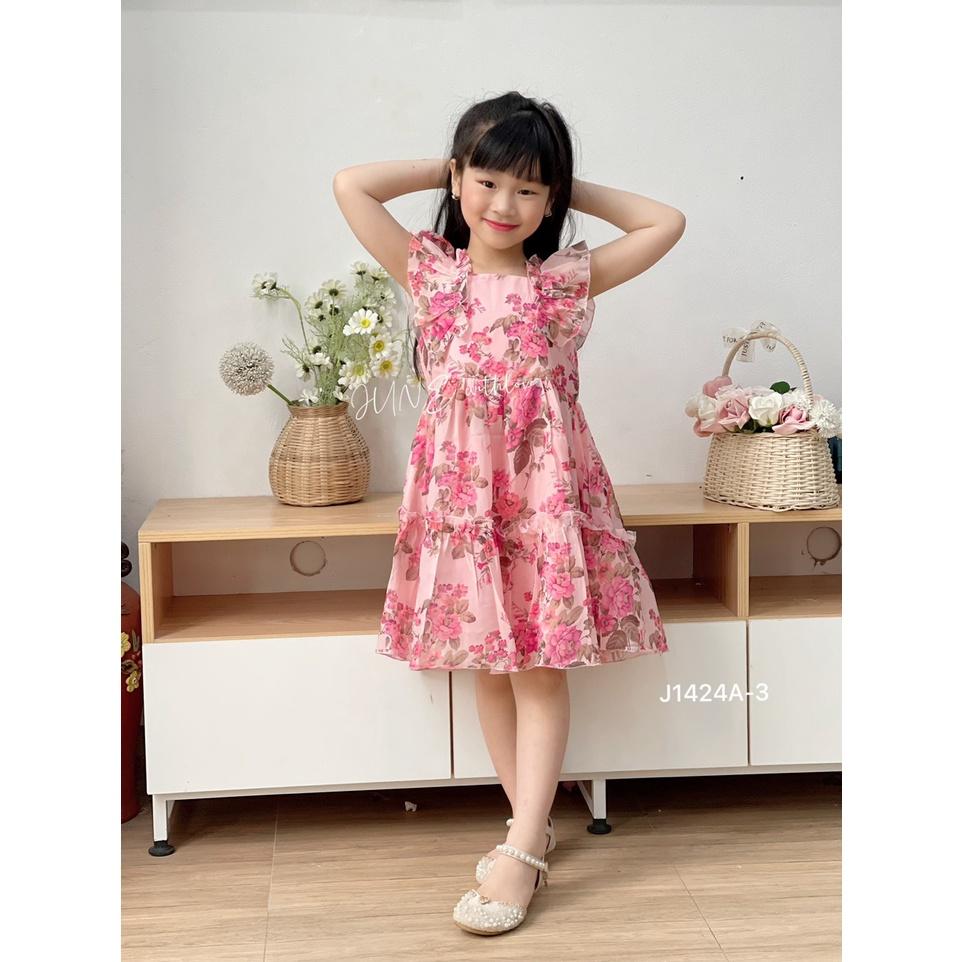Váy 2 dây cho bé gái 1-10 tuổi vai bèo in hoa, Đầm Maxi trẻ em nhẹ vải tơ nhẹ thoáng mát thấm hút mồ hôi