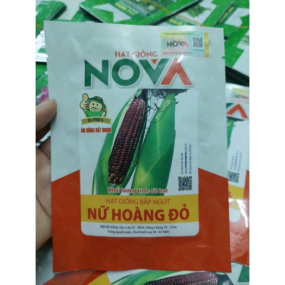 Hạt giống Bắp nữ hoàng đỏ Nova, đóng gói 50 hạt, loại bắp ăn sống rất ngon ngọt