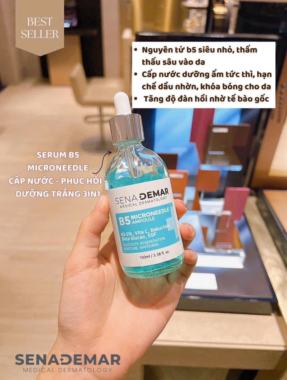 Serum B5 Senademar 100ml hạn 2027 microneedle ampoule Phục Hồi Da Cấp Ẩm Ngăn Ngừa Lão Hoá.