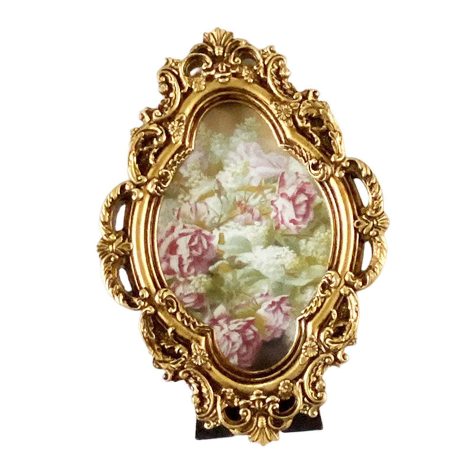 Resin Photo Frame, Small Picture Frame, Vintage Style Embossed Frame, Photo Display Frame Tabletop and Wall Hanging for Home Bedroom Decor