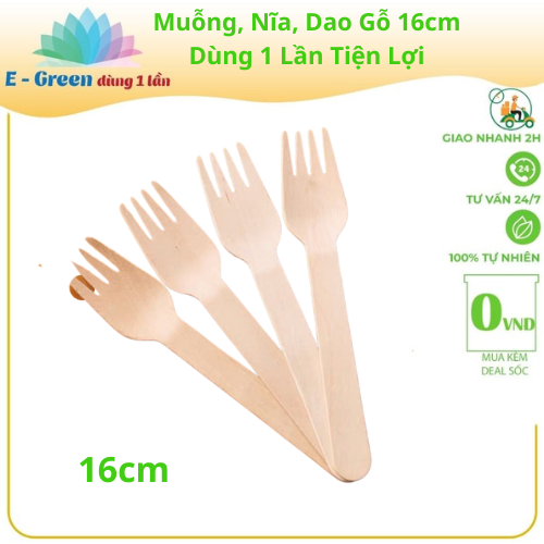 10 Cái Nĩa Gỗ 16cm Dùng Ăn Trái Cây, Mỳ Y, Tiện Lợi Vệ Sinh An Toàn Cho Sức Khoẻ Dùng 1 Lần - Egreen Dùng 1 Lần