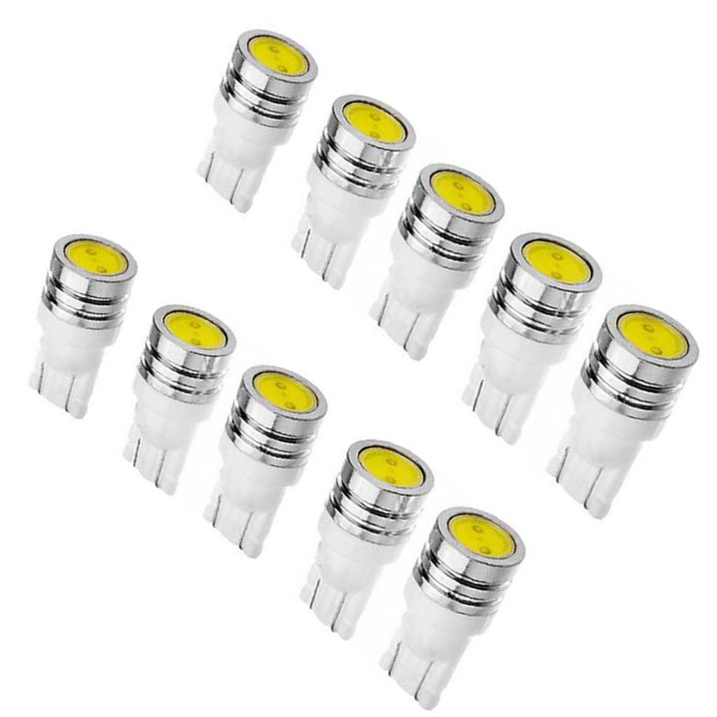 10x T10 1.5W LED Car Instrument Light Side Interior Wedge Bulbs - White