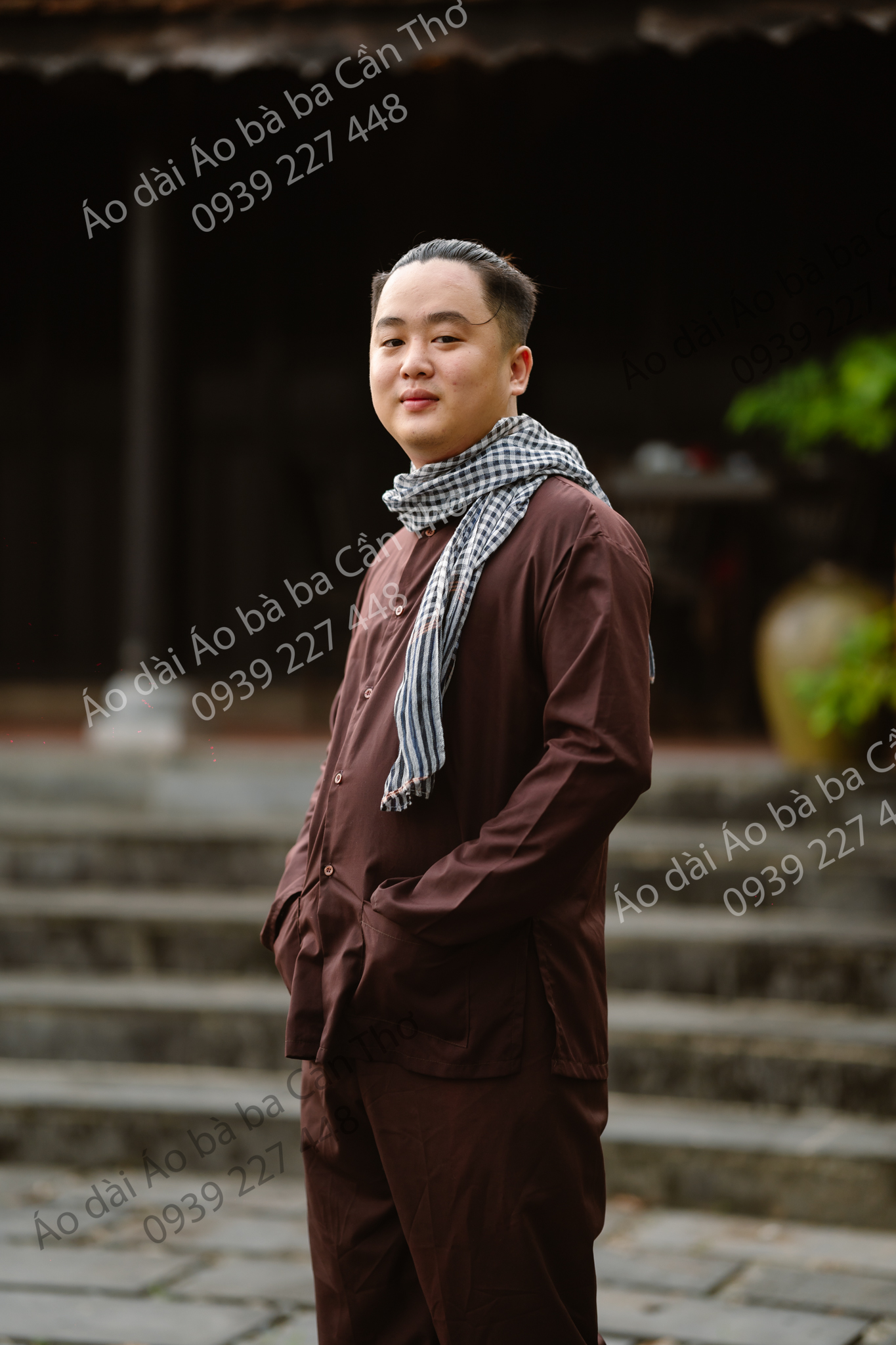Bộ áo bà ba nam truyền thống màu nâu - Có bộ bà ba Bigsize- may sỉ bà ba toàn quốc - May bộ bà ba theo yêu cầu