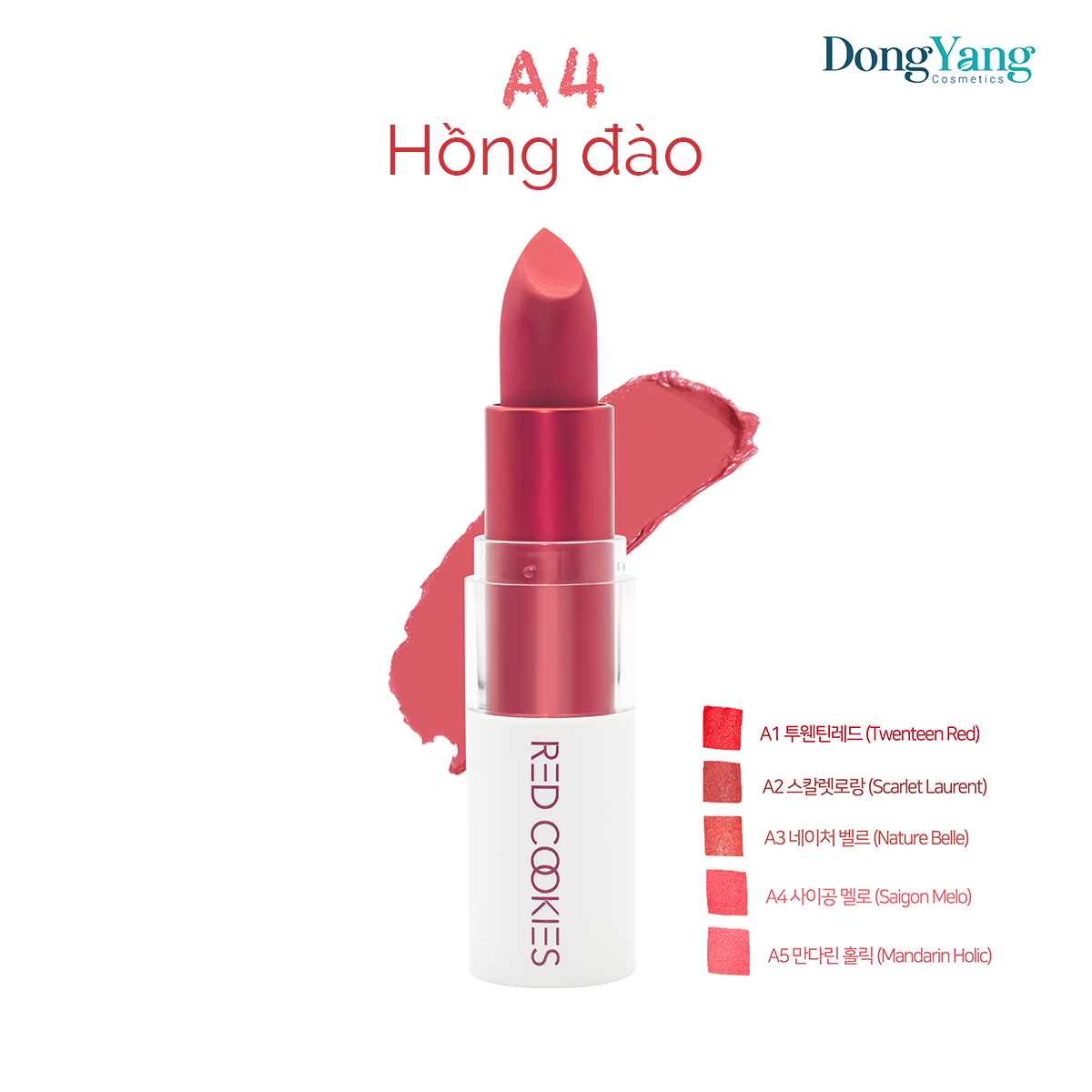 Son Thỏi Lì Marshmallow Powder Lipstick Red Cookies Hàn Quốc - Màu A4 Hồng Đào