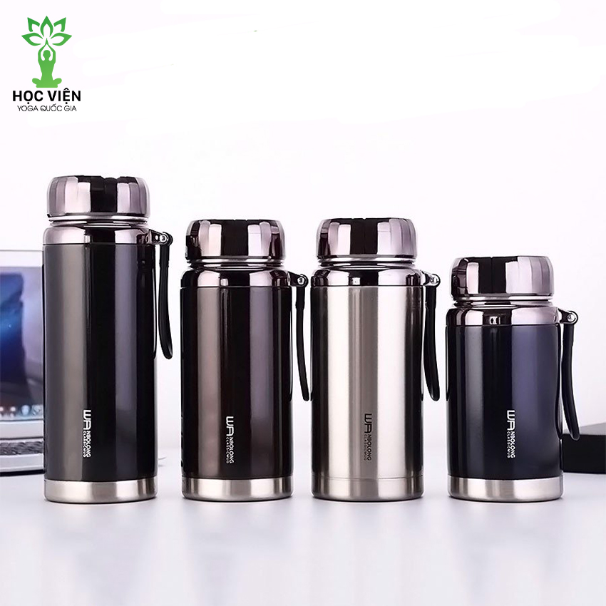 Bình Giữ Nhiệt Kim Cương 1000ml và 1200Ml Inox 304- Học Viện Yoga QG- Chống Rỉ Set, Nắp Đậy Chặt, Giữ Nhiệt Nóng Lạnh Tốt 6- 8h, Quai Đeo Chắc Chắn, Thiết Kế Sang Trọng, Màu Sắc Thanh Lịch, Tiện Lợi, Pha Lọc Trà, Hàng Chính Hãng