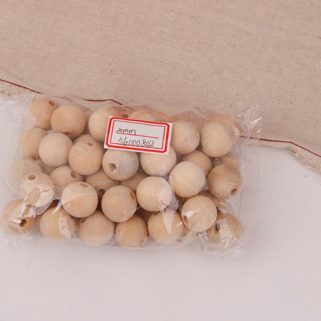 200pcs Unpainted Wooden Beads 20mm Spacer DIY Jewelry Making Findings Crafts