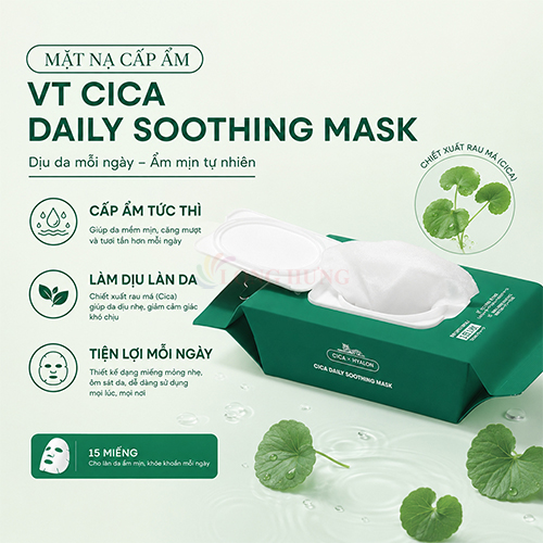 Mặt nạ cấp ẩm dành cho VT Cica Daily Soothing Mask (15 miếng) - Hàng chính hãng