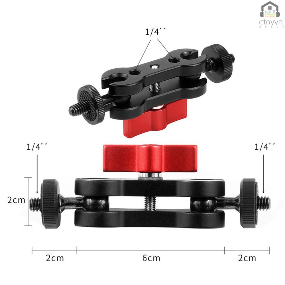 Khung gắn hai đầu bi 1/4 inch bằng hợp kim nhôm xoay 360 độ cho điện thoại