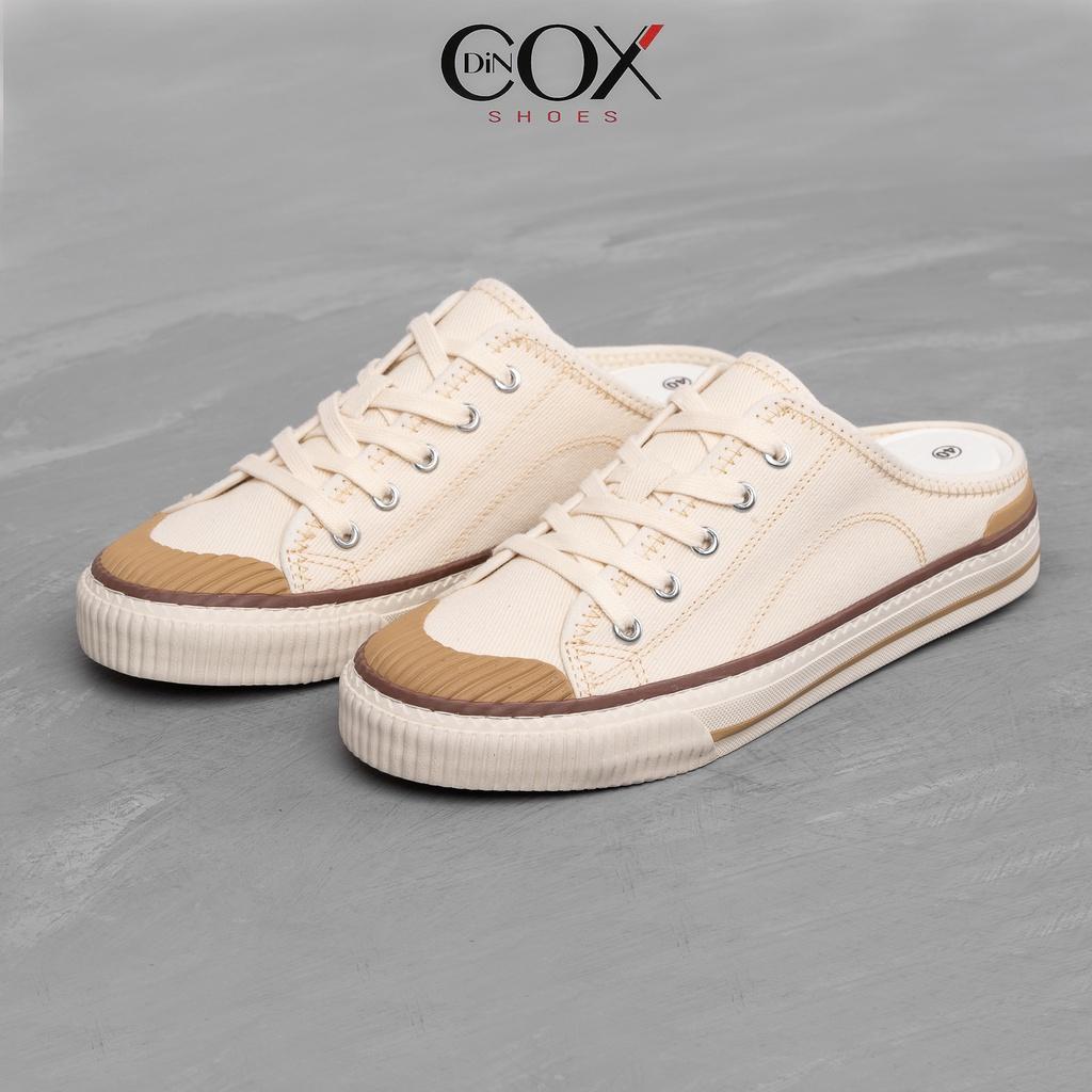 Giày Sục Đạp Gót Mules Vải Sneaker Unisex Tăng Chiều Cao 4cm DINCOX E10 Off/white - 41