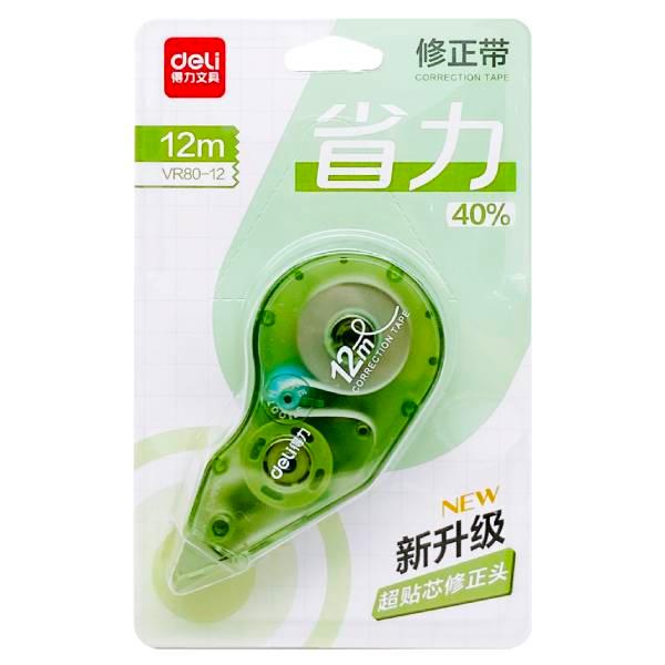 Bút Xóa Kéo Trợ Lực - 5mm x 12m - Deli VR80-12 - Màu Xanh Lá