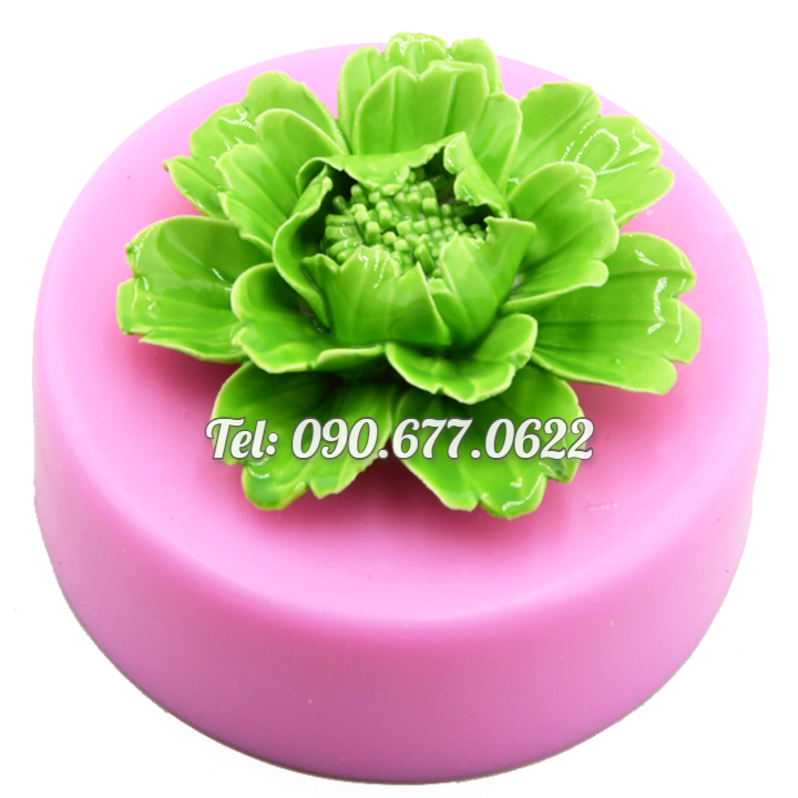 Khuôn rau câu silicone hoa mẫu đơn tầng - Loại 8 cm – Mã số 1827