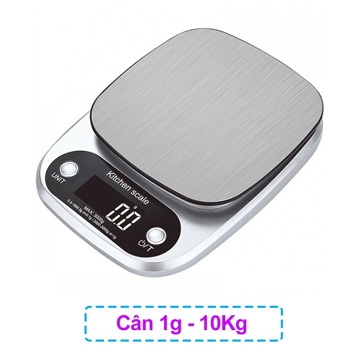 Cân tiểu ly điện tử nhà bếp mini định lượng 1g - 10kg làm bánh độ chính xác cao kèm 2 viên pin AAA