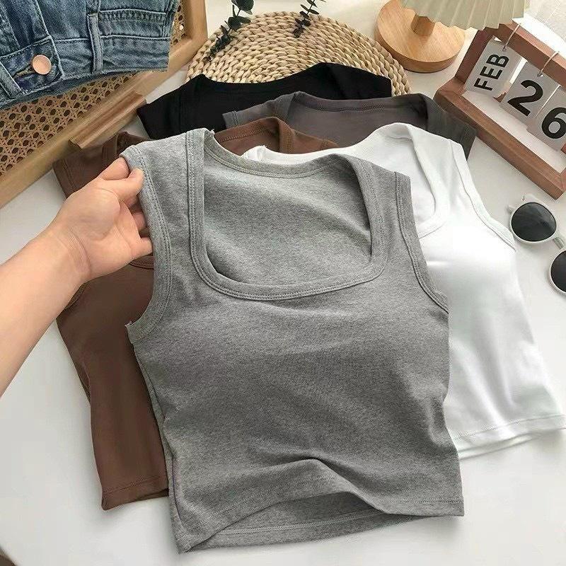 Áo Bra nữ sát nách cổ vuông dáng croptop chất thun Mềm Dáng Lửng Sẵn Đệm Ngực hàng chuẩn loại 1