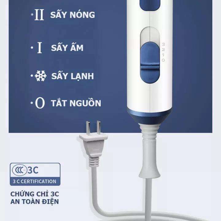 Máy sấy tóc cao cấp MuSidine công suất lớn 2000W, thiết kế gấp gọn,công nghệ ion âm chuyên nghiệp sấy lạnh và bảo vệ tóc