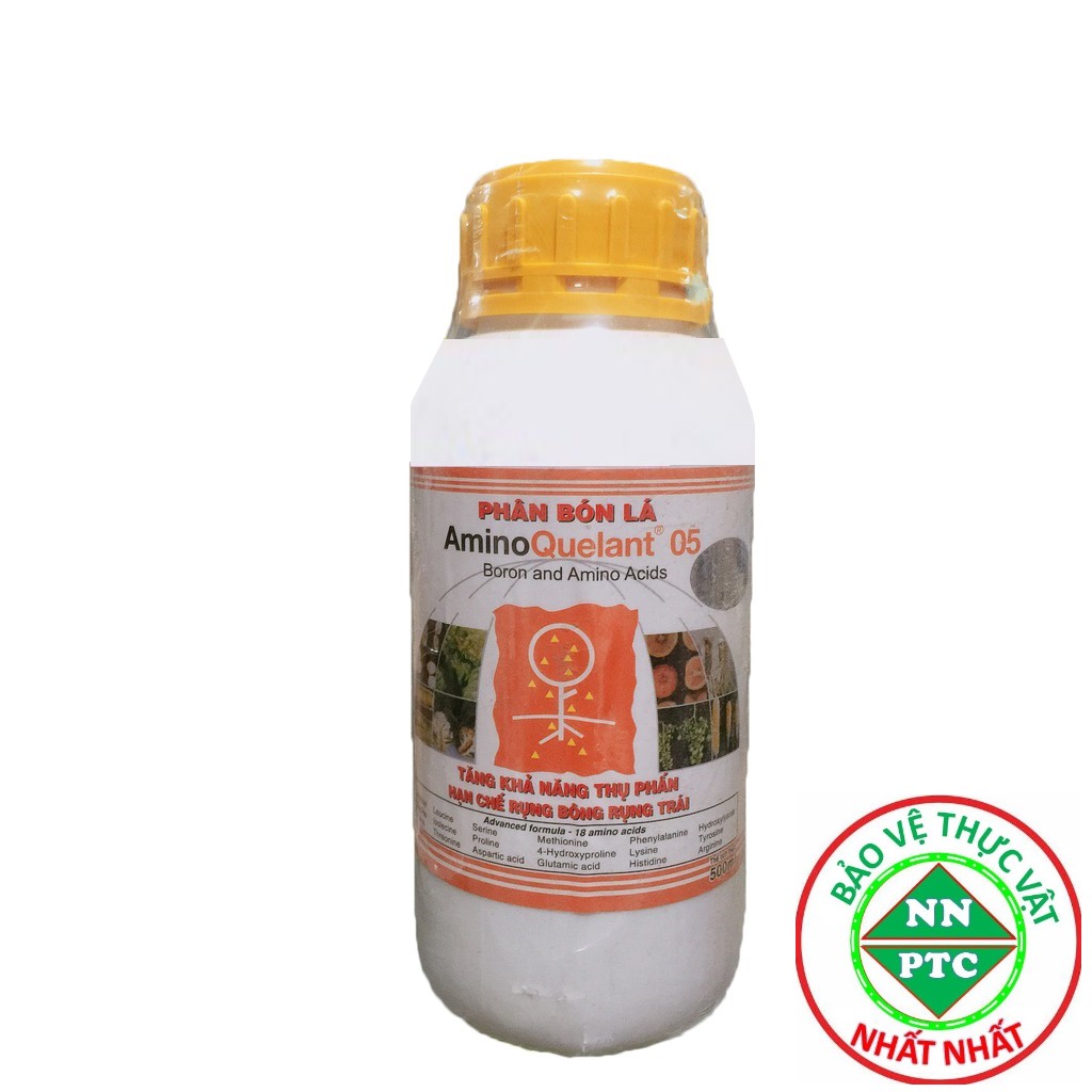 Phân bón lá đạm sinh học Growmore AminoQuelant 05 chai 500ml Cung cấp Bo Đậu Trái