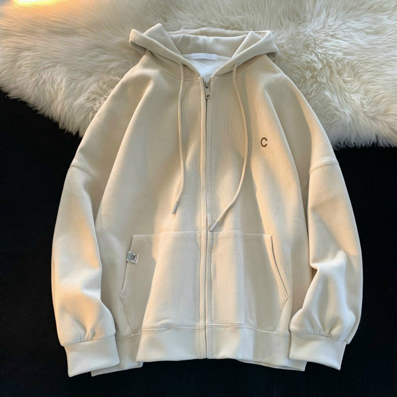 Áo Hoodie nữ zip unisex - khoác nỉ bông Ulzzang, mũ áo 2 lớp, thân 1 lớp có thêu hình chữ C