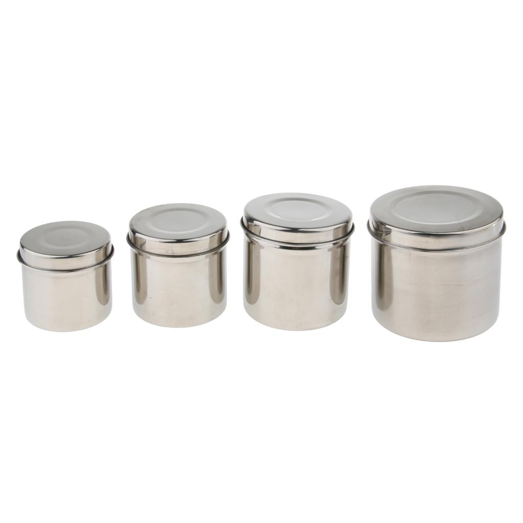 Premium Stainless Steel Cotton Medicine Disinfection Tank Alcohol Sterilizing Container Box Jar with Cap - Dia 8-12cm