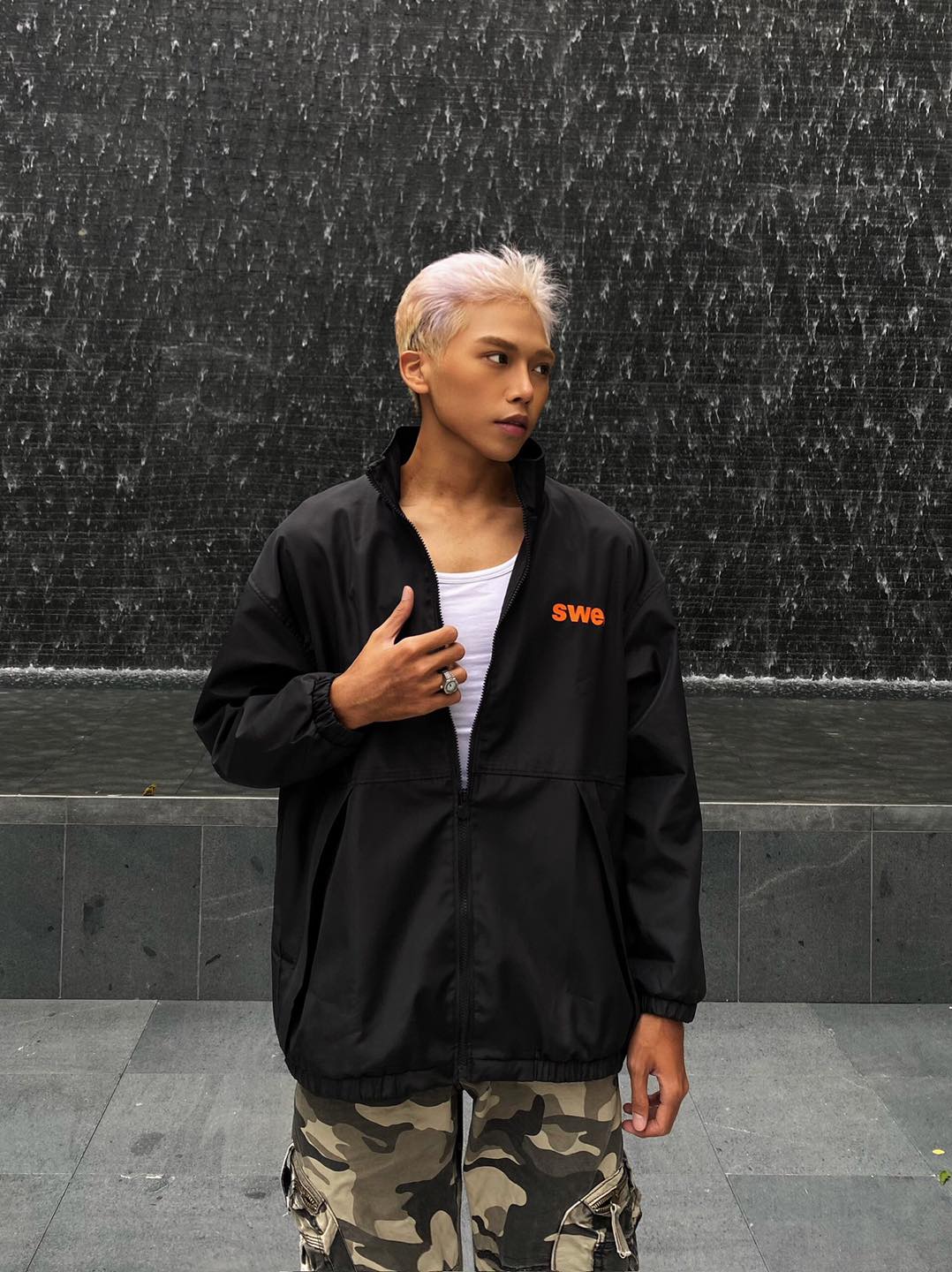 Áo khoác dù local brand nam nữ , Jacket SWE Vented form rộng , chất dù dày dặn 2 lớp unisex - Gin Store
