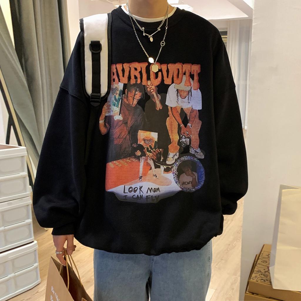 Áo Tay Dài SWEATER TRAVISSCOTT Cổ Tròn vải Nỉ Da Cá Dáng Rộng Phong Cách Hip Hop Âu Mỹ Thời Trang Mùa Thu